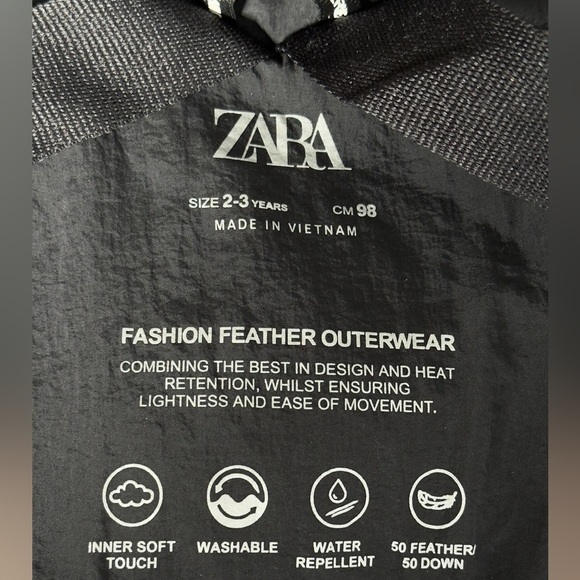 Zara Kids Maxi Pockets Down Puffer Jacket – Black – 2-3 Years– Water Repellent - Picture 4 of 8